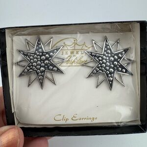 Park Lane Vintage‎ Starburst Silver Star Clip Earrings NIB